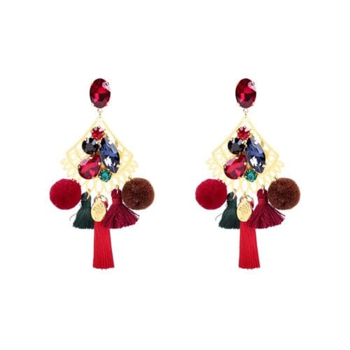 Rode Statement-Oorbellen-PomPon-Style-goud-gouden-gekleurde-oorbel-kwastjes-bolletjes-stenen-dames-musthave-earrings