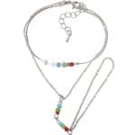 Zilver Enkelbandje Multi Beads -zilveren-enkel-teen-bandjes-met-gekleurde-kraaltjes-dames-enkelbandjes