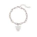 Zilveren Armband Panter Dreams-zilver-zilveren-schakelarmband-dierenkop-bedel-trendy-vergulde-bracelets