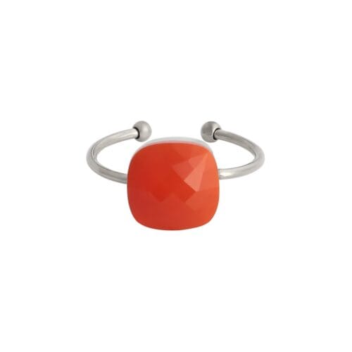 Zilveren Ring Magic Stone oranje-stenen-zilveren open dames ringen grote oranje steen trendy kopen bestellen