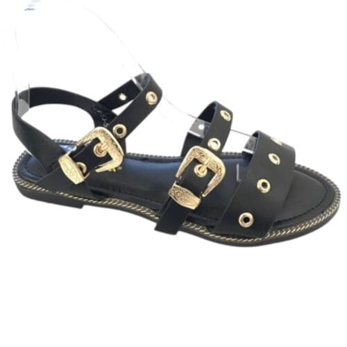 Zwarte Sandalen Gold Buckle-zwart-platte-teensandalen-open-teen-slippers-gouden-gesp-en-studs-fashion-schoenen-600x600-Photoroom