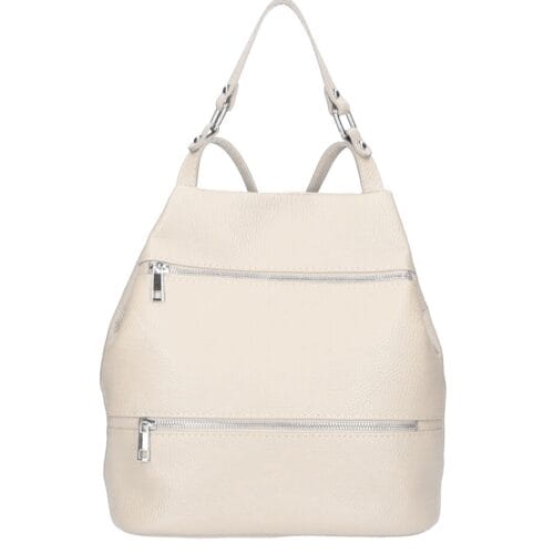 Leren Rugtas Azelia beige dames rugtassen ritsen handtas luxe ruime rugtas kopen bestellen kantoor school