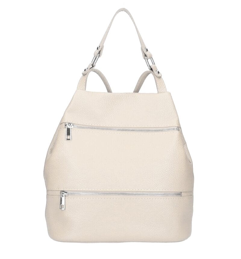 Leren Rugtas Azelia beige dames rugtassen ritsen handtas luxe ruime rugtas kopen bestellen kantoor school