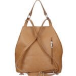 Leren Rugtas Azelia cognac dames rugtassen ritsen handtas luxe ruime rugtas kopen bestellen kantoor school achterkant