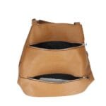 Leren Rugtas Azelia cognac dames rugtassen ritsen handtas luxe ruime rugtas kopen bestellen kantoor school open