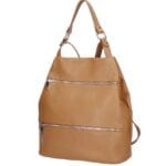Leren Rugtas Azelia cognac dames rugtassen ritsen handtas luxe ruime rugtas kopen bestellen kantoor school zij