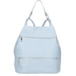 Leren Rugtas Azelia lichtblauw babyblauwe dames rugtassen ritsen handtas luxe ruime rugtas kopen bestellen kantoor school