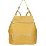 Leren Rugtas Azelia mosterdgeel gele dames rugtassen ritsen handtas luxe ruime rugtas kopen bestellen kantoor school