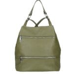 Leren Rugtas Azelia olijfgroen groene dames rugtassen ritsen handtas luxe ruime rugtas kopen bestellen kantoor school