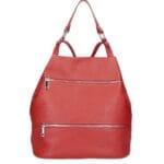 Leren Rugtas Azelia rood rode dames rugtassen ritsen handtas luxe ruime rugtas kopen bestellen kantoor school