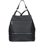 Leren Rugtas Azelia zwart zwarte dames rugtassen ritsen handtas luxe ruime rugtas kopen bestellen kantoor school