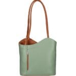 Leren Rugtas Patty mint met cognac voering schoudertas chique trendy dames kopen bestellen