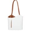 Leren Rugtas Patty wit witte met cognac voering schoudertas chique trendy dames kopen bestellen