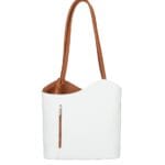 Leren Rugtas Patty wit witte met cognac voering schoudertas chique trendy dames kopen bestellen