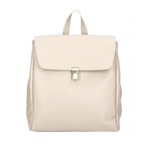 Leren Rugtas Zavia beige ruime leer rugtassen dames meerdere vakken zilver beslag school werk kopen bestellen