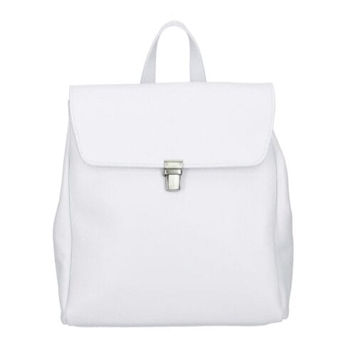 Leren Rugtas Zavia wit witte ruime leer rugtassen dames meerdere vakken zilver beslag school werk kopen bestellen