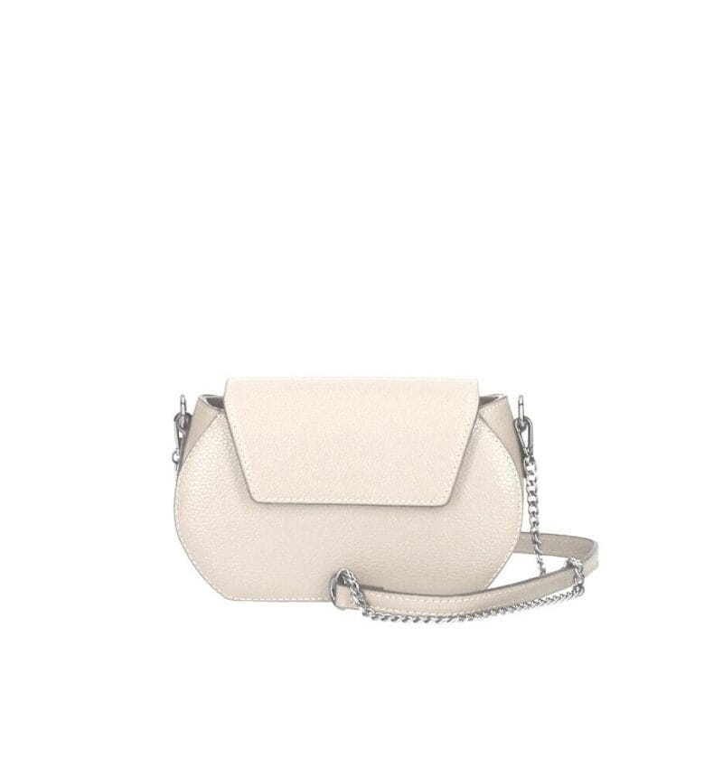 Leren Schoudertas Atena beige leren schoudertassen donker metalen kettinghengsel crossbodytassen kopen bestellen italie