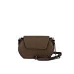 Leren Schoudertas Atena donkerbruin bruine leren schoudertassen donker metalen kettinghengsel crossbodytassen kopen bestellen italie