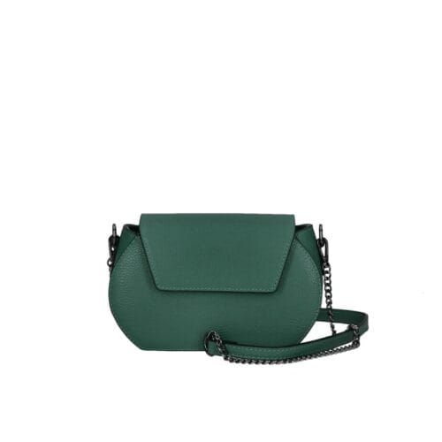 Leren Schoudertas Atena donkergroen groene flessengroen leren schoudertassen donker metalen kettinghengsel crossbodytassen kopen bestellen italie