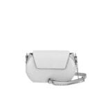 Leren Schoudertas Atena grijs grijze leren schoudertassen donker metalen kettinghengsel crossbodytassen kopen bestellen italie