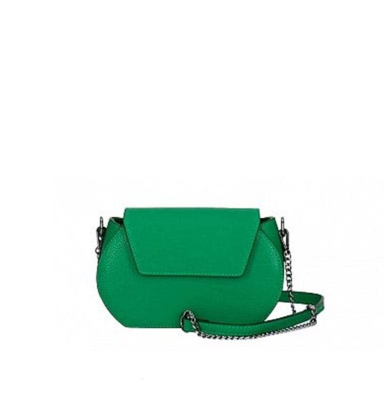 Leren Schoudertas Atena groen groene leren schoudertassen donker metalen kettinghengsel crossbodytassen kopen bestellen italie