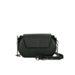 Leren Schoudertas Atena zwart zwarte leren schoudertassen donker metalen kettinghengsel crossbodytassen kopen bestellen italie
