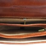 Leren Schoudertas Enila cognac classy chique leer schoudertassen dames flap italiaans kopen bestellen open
