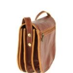 Leren Schoudertas Enila cognac classy chique leer schoudertassen dames flap italiaans kopen bestellen zijkant
