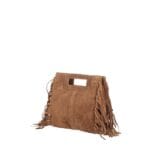 Suede Handtas Lauren Fringe cognac trendy dames schoudertassen leer suede fringe zijkanten
