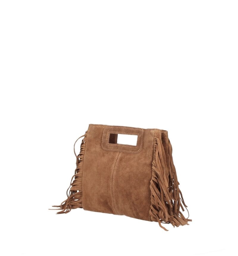 Suede Handtas Lauren Fringe cognac trendy dames schoudertassen leer suede fringe zijkanten