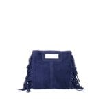 Suede Handtas Lauren Fringe donkerblauw blauwe navy trendy dames schoudertassen leer suede fringe zijkanten