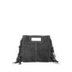 Suede Handtas Lauren Fringe donkergrijs grijze trendy dames schoudertassen leer suede fringe zijkanten