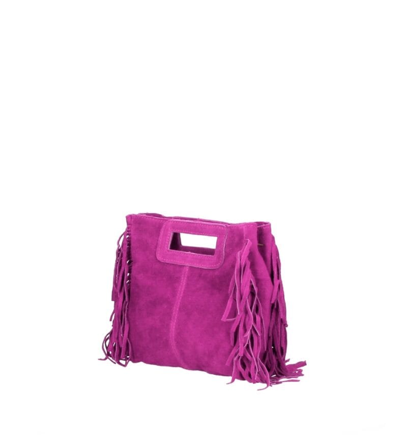 Suede Handtas Lauren Fringe fuchsia trendy dames schoudertassen leer suede fringe zijkanten