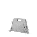 Suede Handtas Lauren Fringe grijs grijze trendy dames schoudertassen leer suede fringe zijkanten
