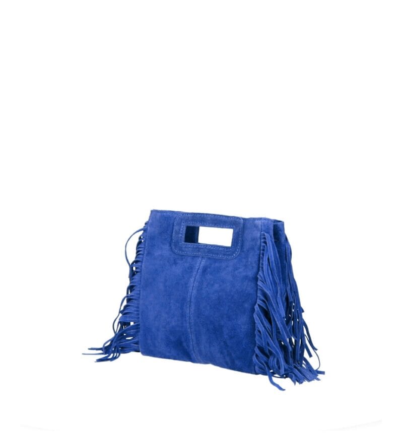Suede Handtas Lauren Fringe jeansblauw blauwe trendy dames schoudertassen leer suede fringe zijkanten