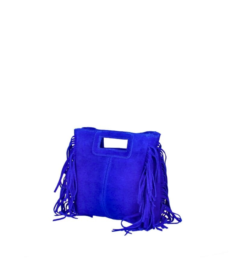 Suede Handtas Lauren Fringe kobaltblauw blauwe trendy dames schoudertassen leer suede fringe zijkanten