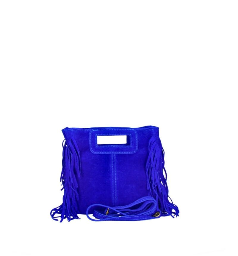 Suede Handtas Lauren Fringe kobaltblauw blauwe trendy dames schoudertassen leer suede fringe zijkanten achter