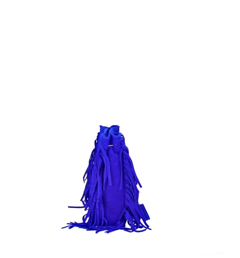 Suede Handtas Lauren Fringe kobaltblauw blauwe trendy dames schoudertassen leer suede fringe zijkanten zij