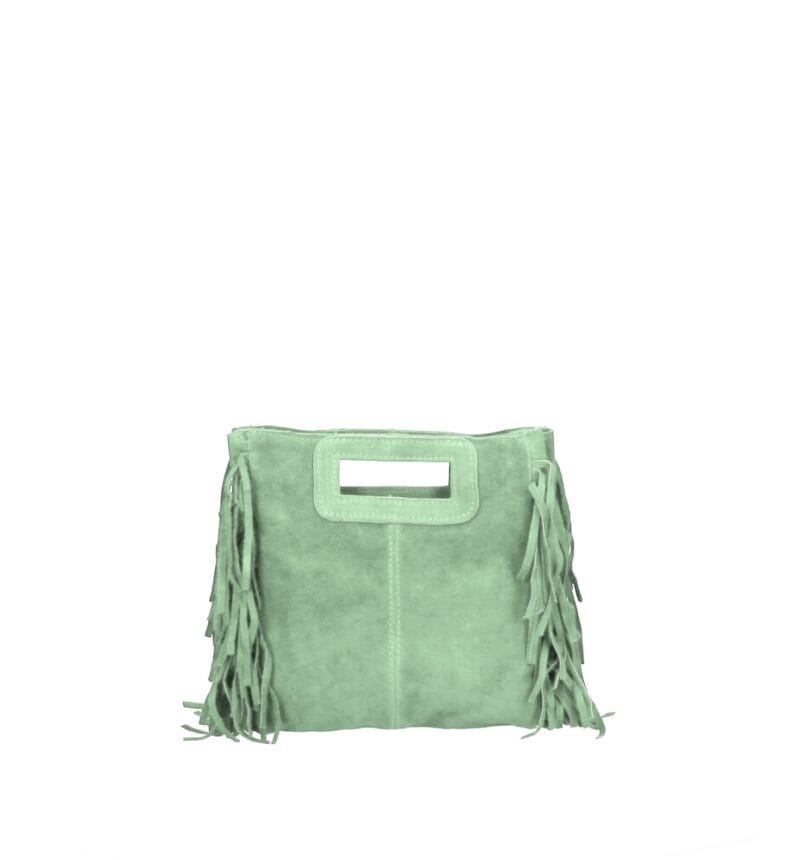 Suede Handtas Lauren Fringe mintgroen mint trendy dames schoudertassen leer suede fringe zijkanten