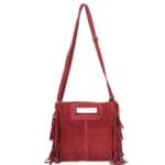 Suede Handtas Lauren Fringe rood rode trendy dames schoudertassen leer suede fringe zijkanten lang hengsel