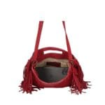 Suede Handtas Lauren Fringe rood rode trendy dames schoudertassen leer suede fringe zijkanten open