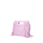 Suede Handtas Lauren Fringe roze babyroze lichtroze lila trendy dames schoudertassen leer suede fringe zijkanten