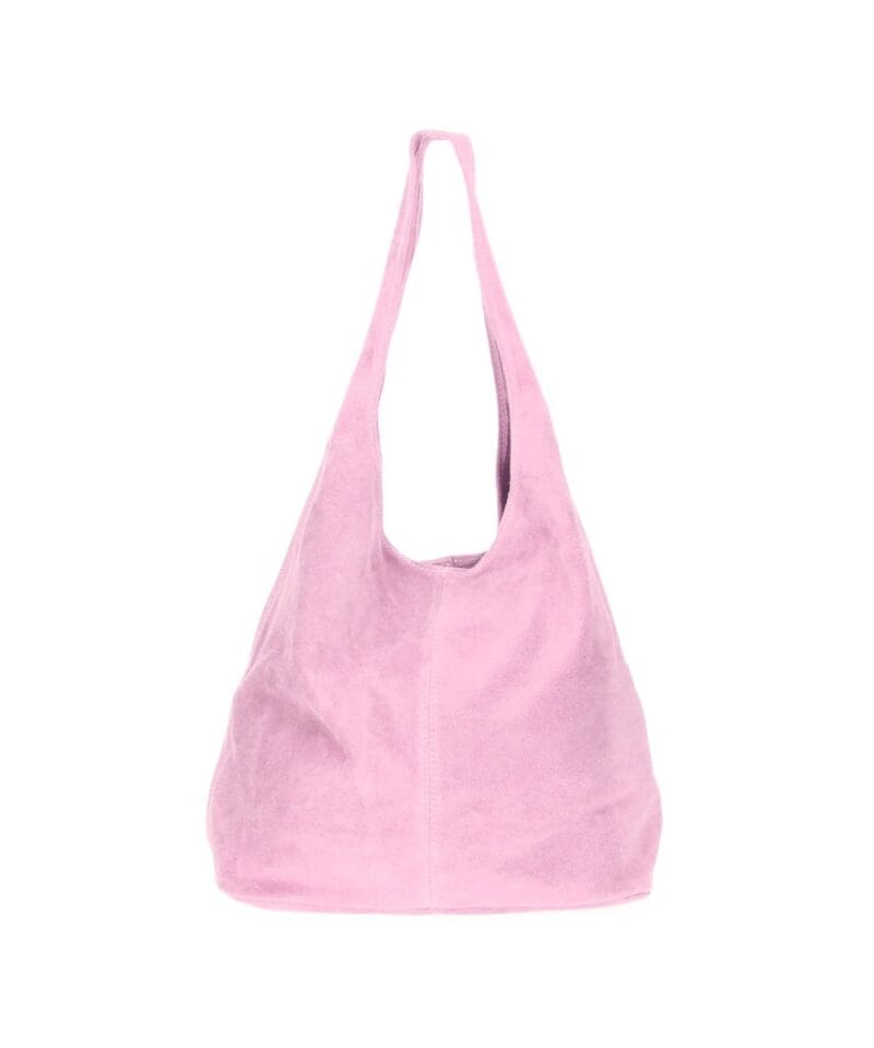 Suede Handtas Monica roze pink suede leren boho tassen trendy shoppers kopen bestellen online hobo bags