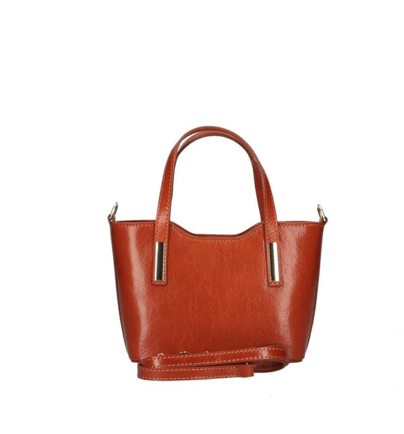 Vintage Leren Handtas Gaia cognac trendy leer leder handtassen dames zilver beslag kopen bestellen achterkant