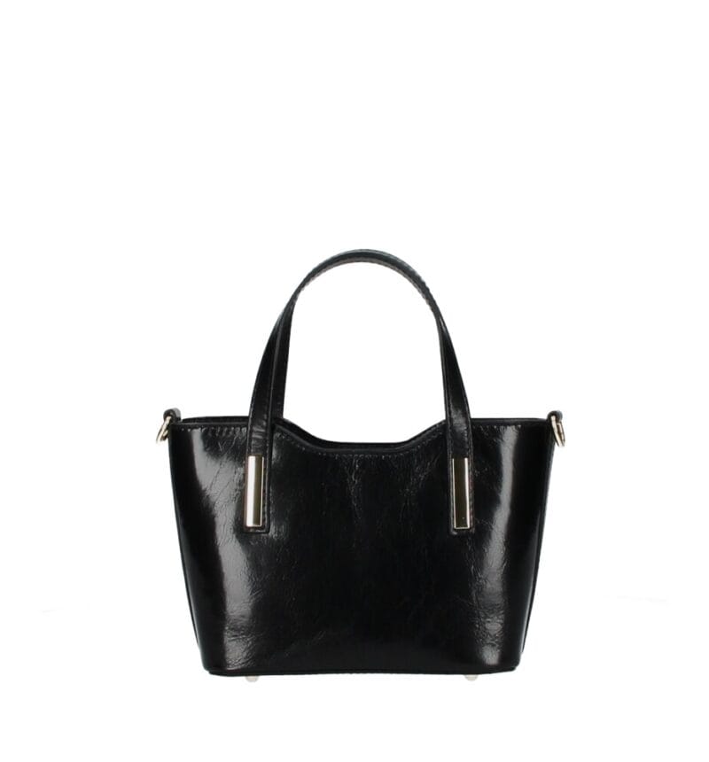 Vintage Leren Handtas Gaia zwart zwarte trendy leer leder handtassen dames zilver beslag kopen bestellen