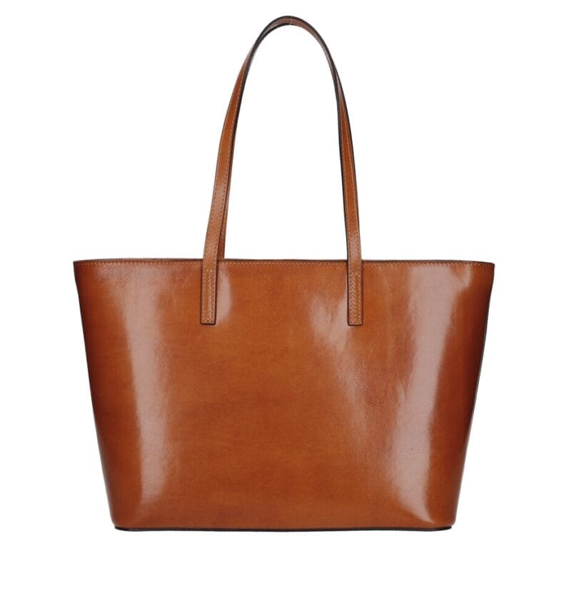 Vintage Leren Schoudertas Sibilla cognac ruime leren schoudertas chique kopen bestellen
