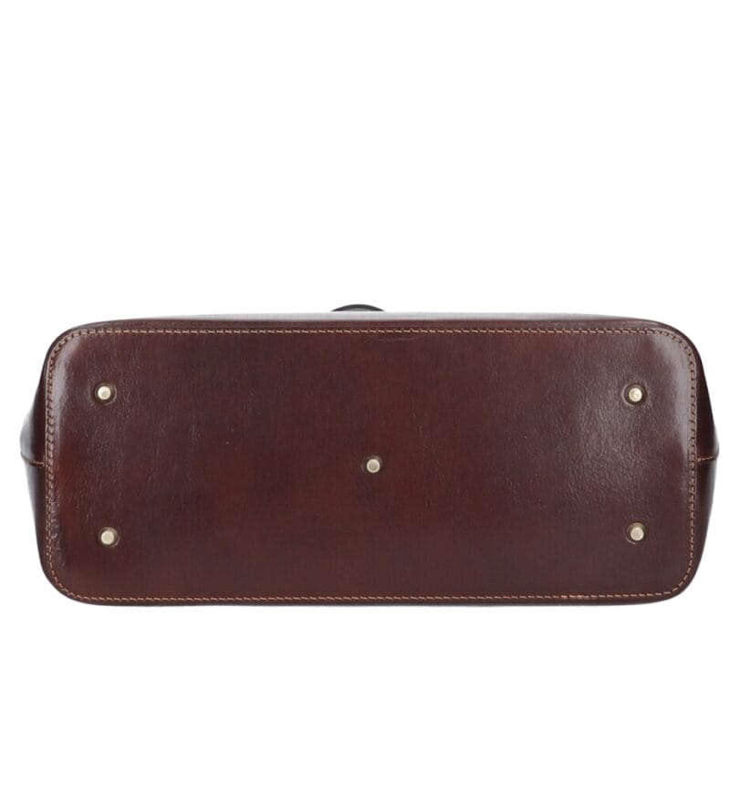 Vintage Leren Schoudertas Sibilla donker bruin bruine ruime leren schoudertas chique kopen bestellen onderkant