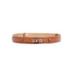 cognac brede Leren Riem Gouden Draaislot trendy verstelbare brede leer dames riemen elegante riemen ceinturen chique 1