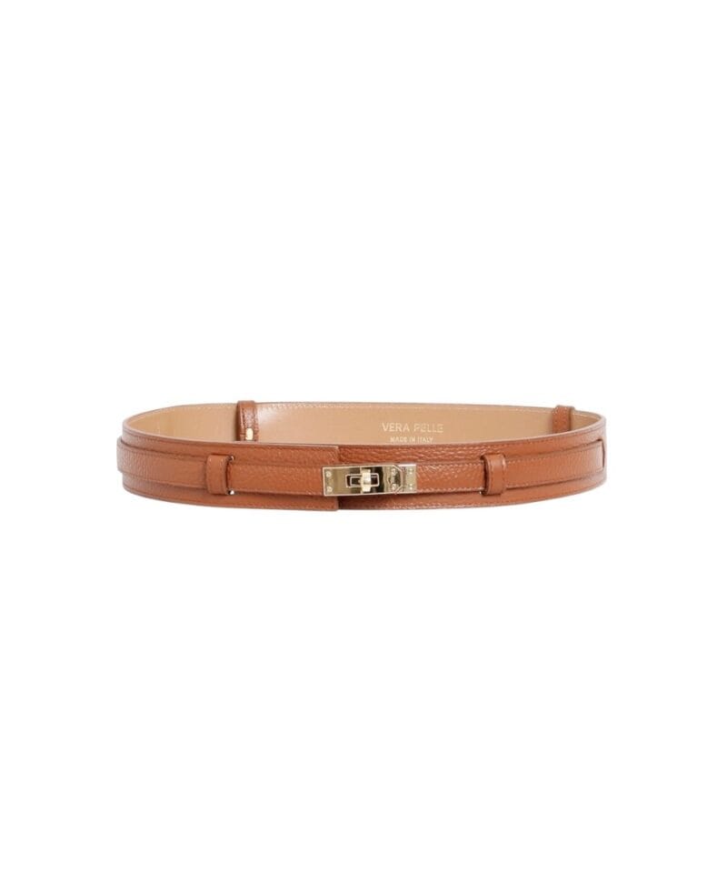cognac brede Leren Riem Gouden Draaislot trendy verstelbare brede leer dames riemen elegante riemen ceinturen chique 1