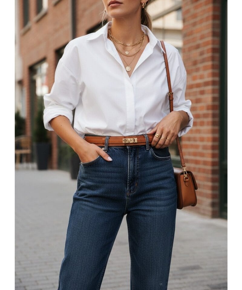 cognac brede Leren Riem Gouden Draaislot trendy verstelbare brede leer dames riemen elegante riemen ceinturen chique model 2